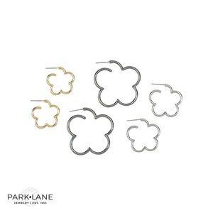 Park Lane “CARMELIA” Gold, Silver & Hematite Flower Hoop Earrings Set *RETIRED*